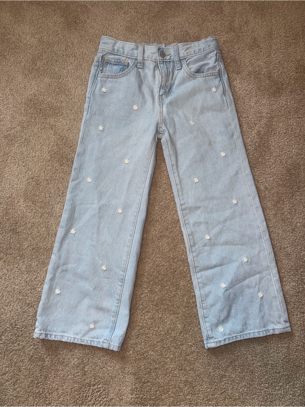 Daisy Embroidered Wide Leg Jeans